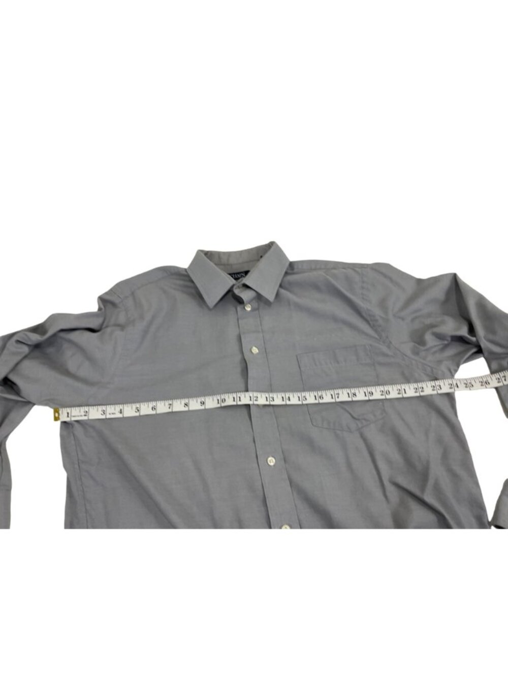 Chaps 16 1/2  34/35 Grey Cotton Blend Long Sleeve Dress Shirt  25c - Picture 5 of 9